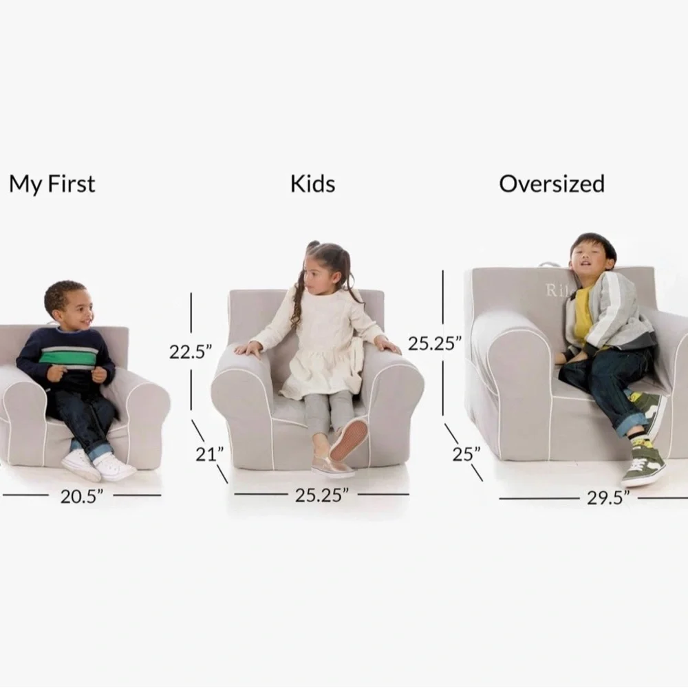 Pottery Barn Kids Anywhere Chair COVER ONLY  “LEAH ” pink embroidered on green - Picture 2 of 7